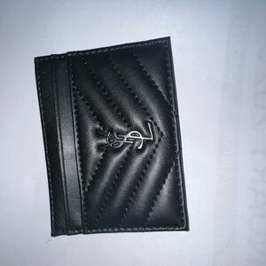 Quilted Black Leather Card Holder